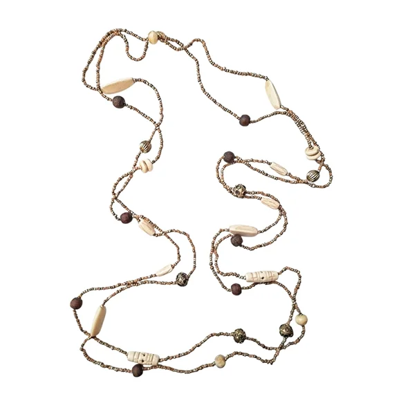 ✨️NWOT! EXPRESS! Beaded White And Brown 48 Long Infinety Necklace!